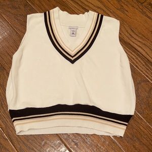 White Tan and Black Sweater Vest